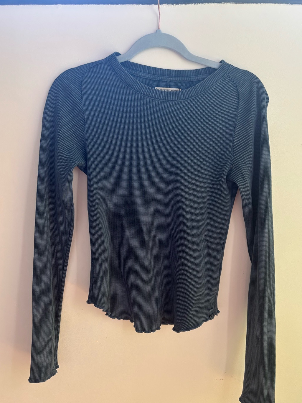Free People Dusty Blue Thermal Crew Sweater